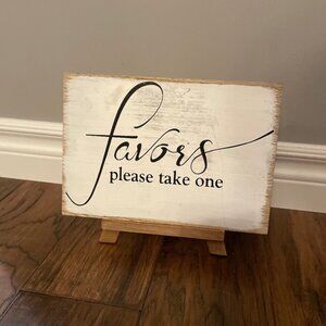 Rustic wooden Favors sign for wedding shower